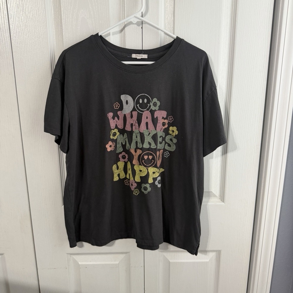 Maurices Do What Makes You Happy Short Sleeve Tee Women's Size XL Travel Casual